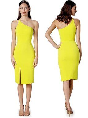 New Dress the Population Alexandra Bodycon Midi Dress In Lemongrass Size XS